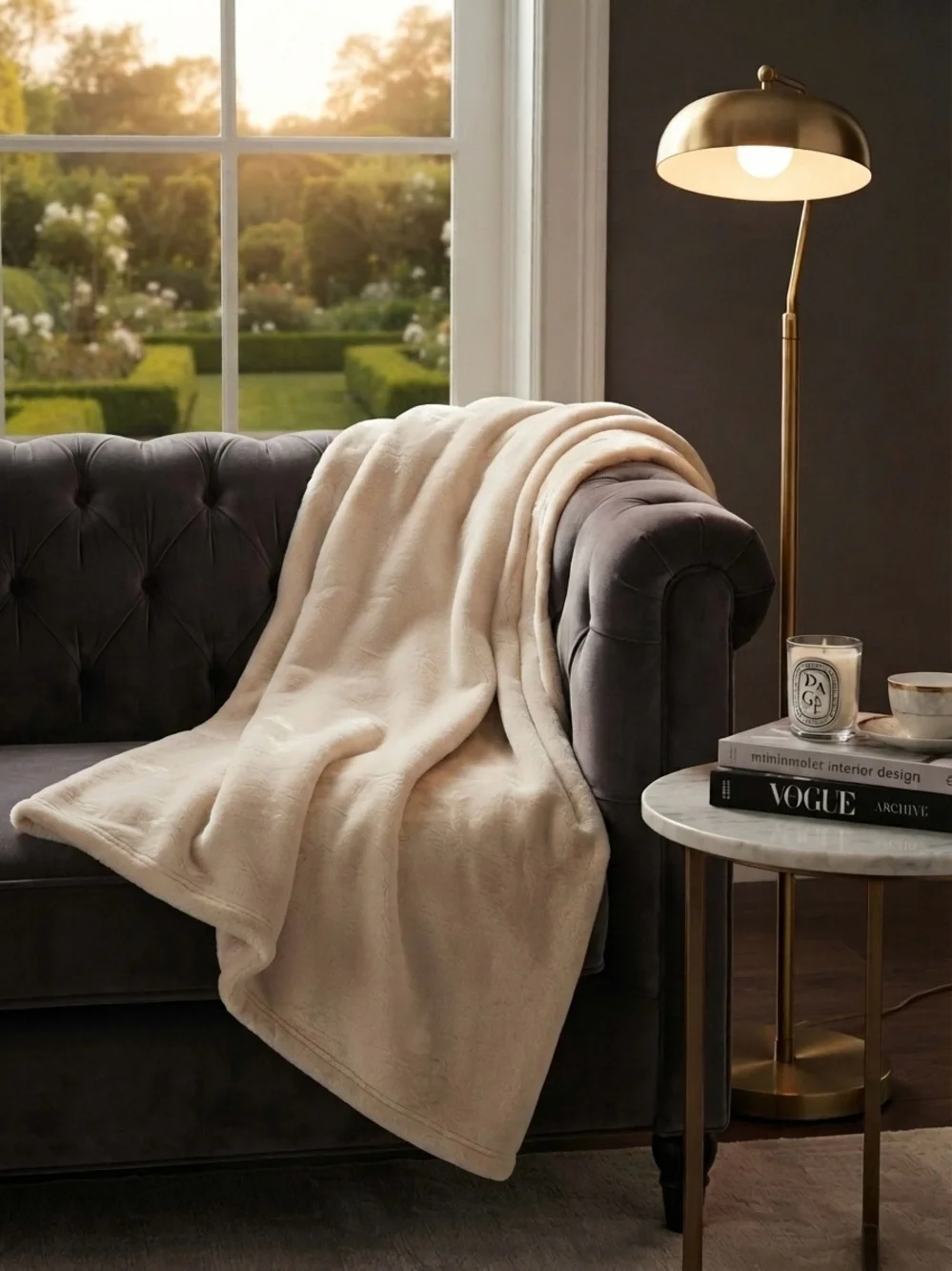 Rachel Zoe Plush Minksoft Throw Blanket - Cream